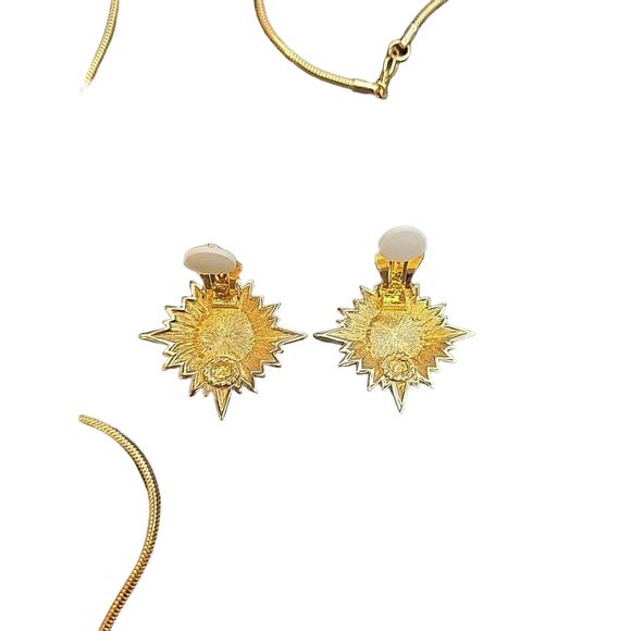 Swarovski Crystals Gold Tone Celestial Northern Star Rhinestone Necklace Set - Picture 5 of 10